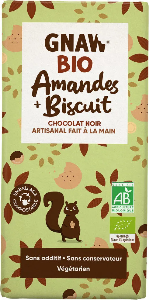 Chocolat noir amandes et biscuit bio