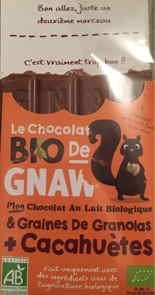 Chocolat Bio de Gnaw Granola Cacahuètes