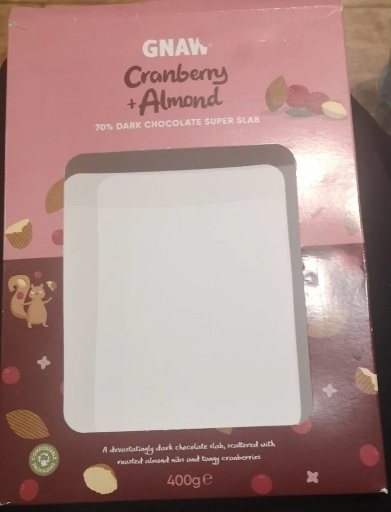 Cranberry and Almond dark chocolate super slab