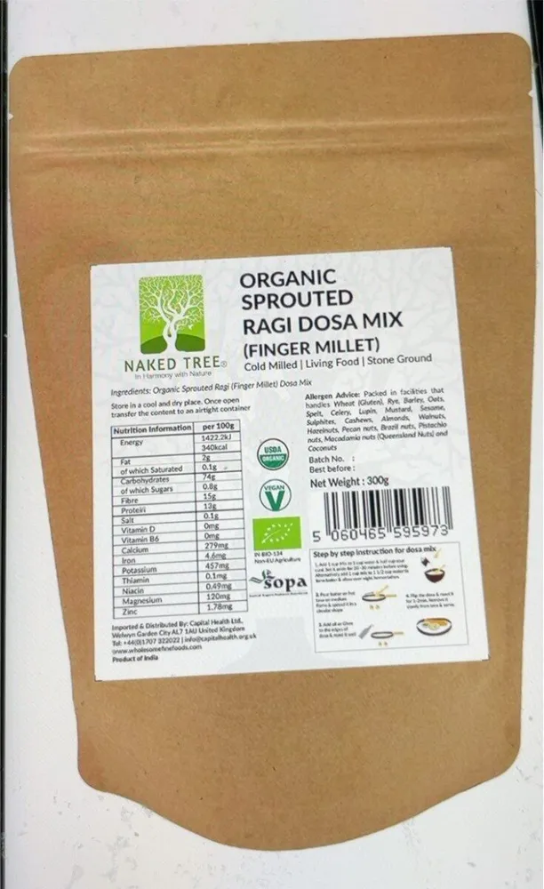 Organic sprouted ragi dosa mix