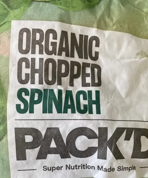 Organic chopped spinach