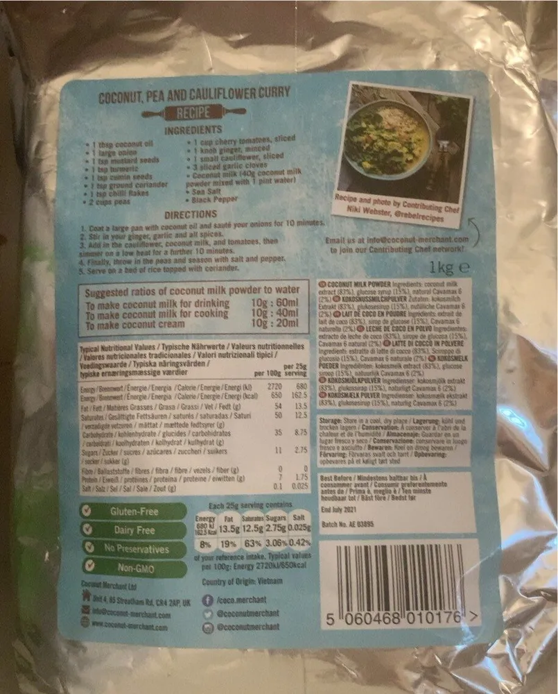 Coconut milk powder