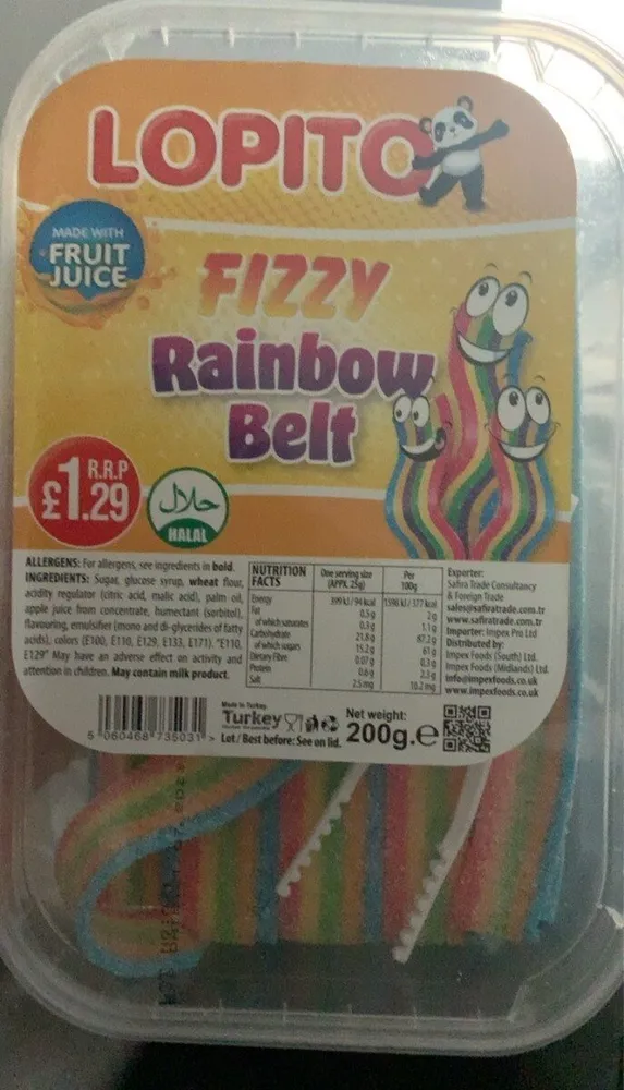 Fizzy rainbow belts