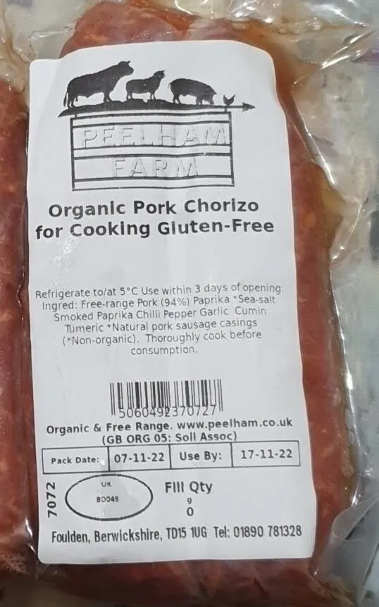 Organic pork chorizo