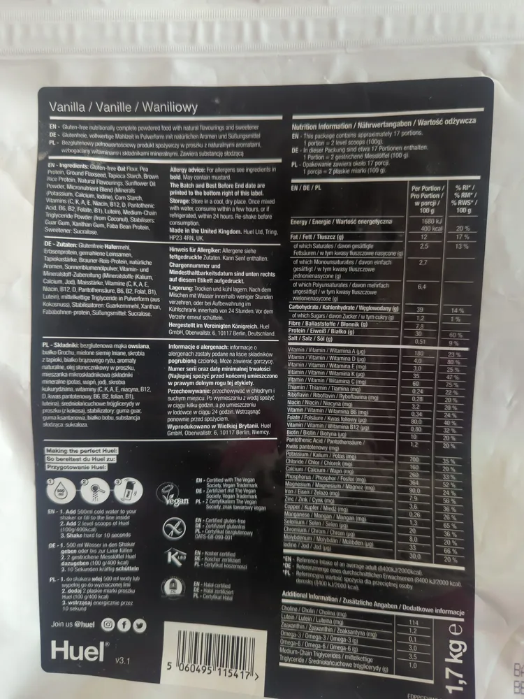 Huel Powder v3.1 Vanilla Gluten Free