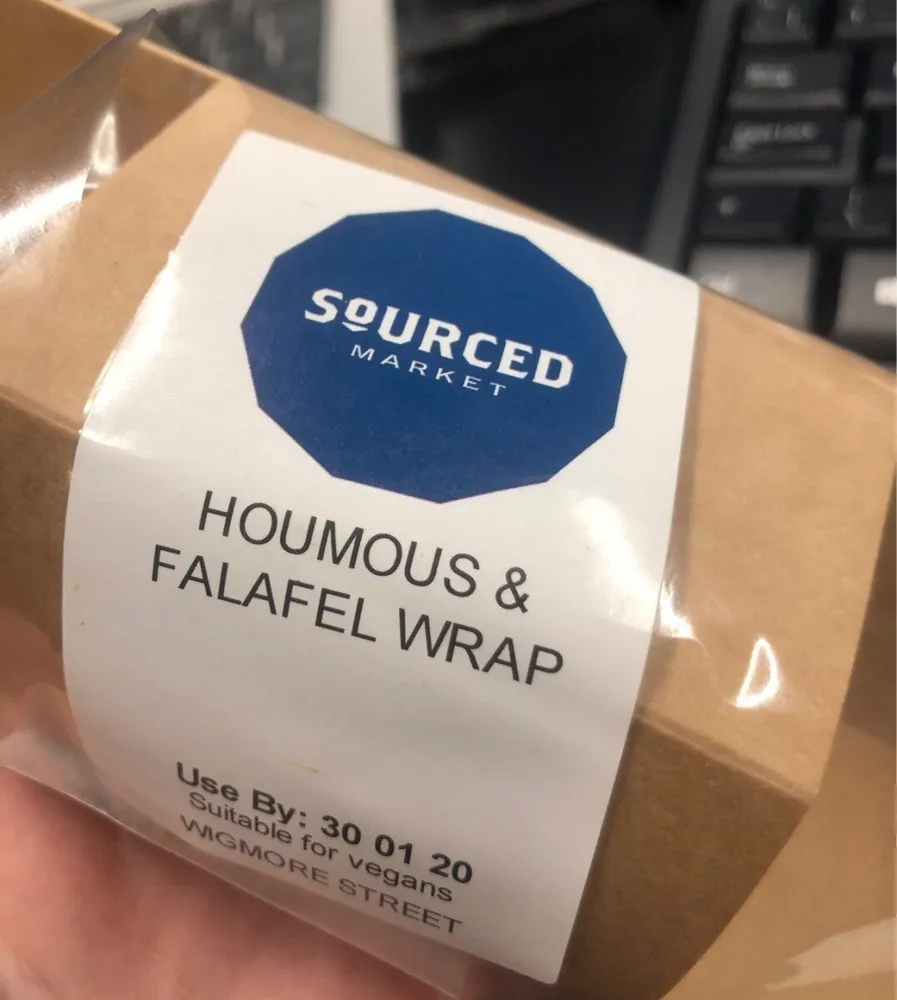 Houmous and falafel wrap