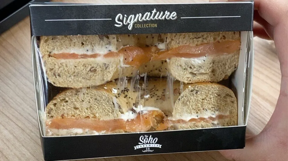 Scottish smoked salmon, lemon and dill cream cheese seeded bagel
