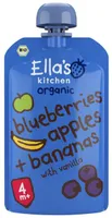 Organic blueberries, apples + bananas with vanilla