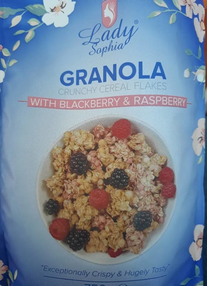 Granola with blackberry and raspberry