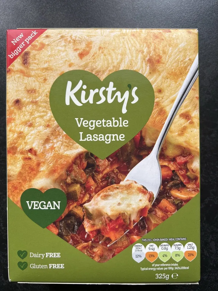NEW Bigger Pack Kirsty's Vegetable Lasagne FREE FR