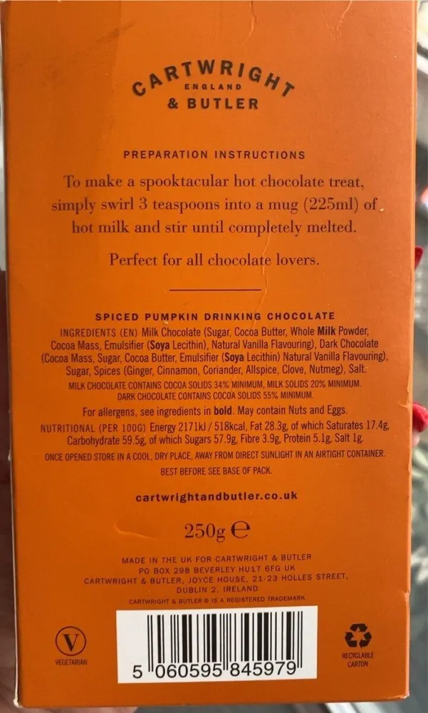 Spiced pumpkin drinking chocolate
