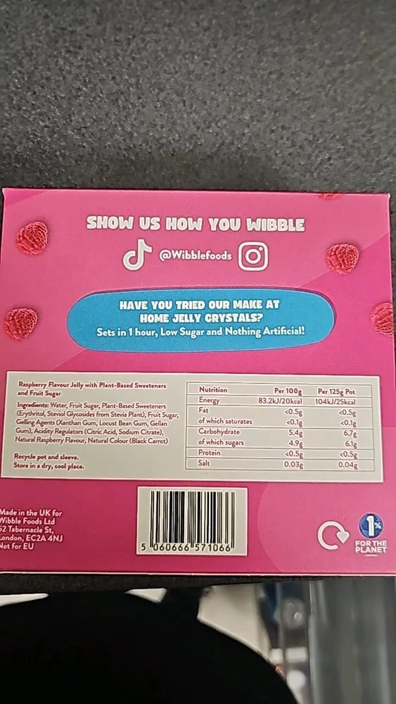 Wibble Raspberry Flavour Jelly
