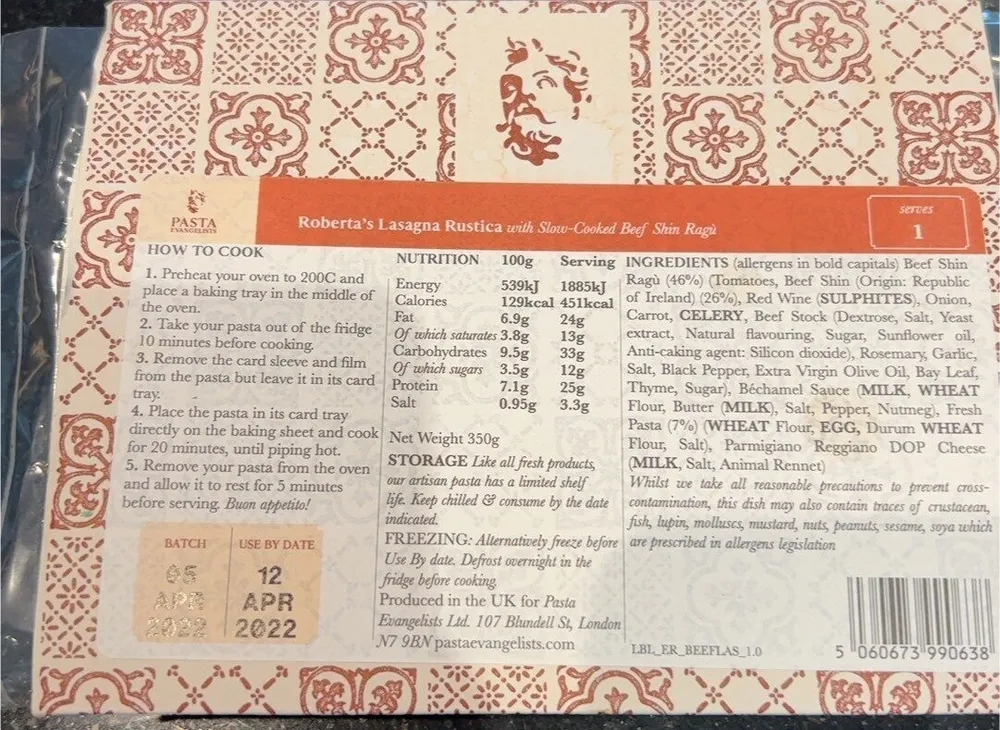 Roberta lasagne rustica