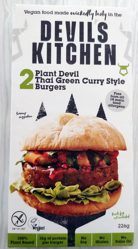 Plant Devil Thai Green Curry Style Burgers