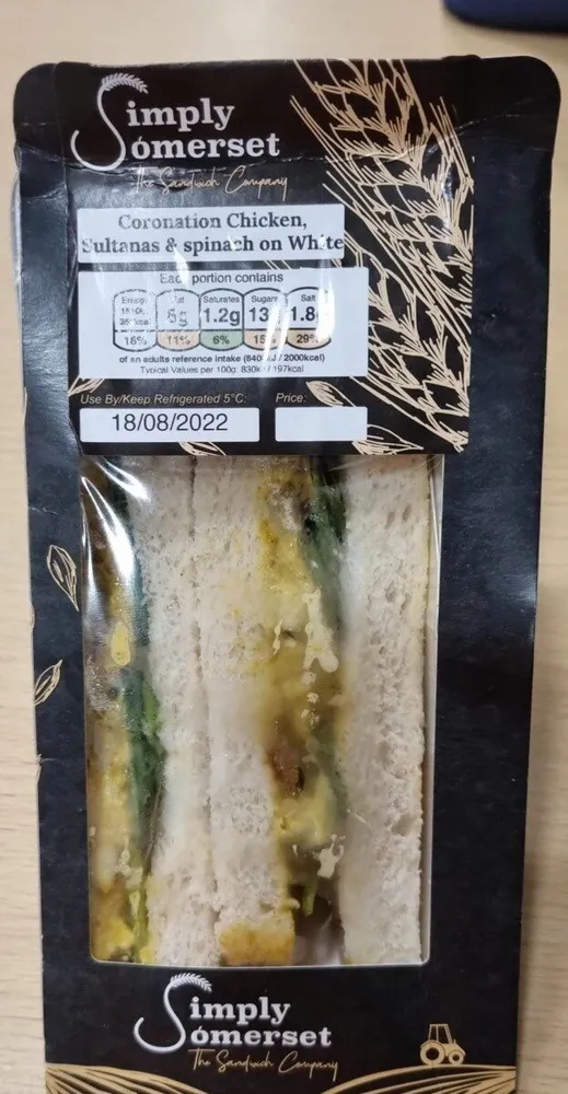 Coronation chicken sandwich
