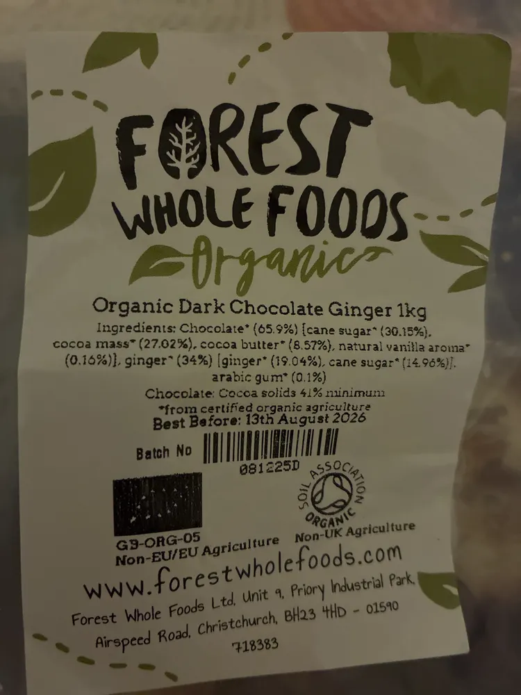 Organic Dark Chocolate Ginger
