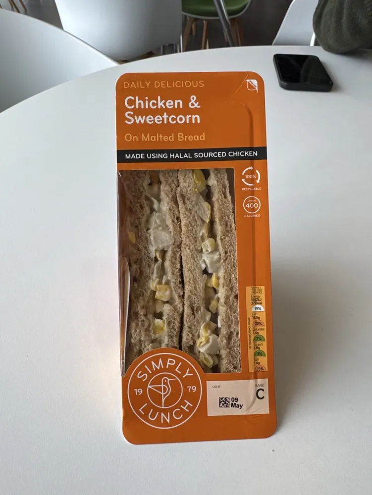 Chicken & Sweetcorn On Malted Bread