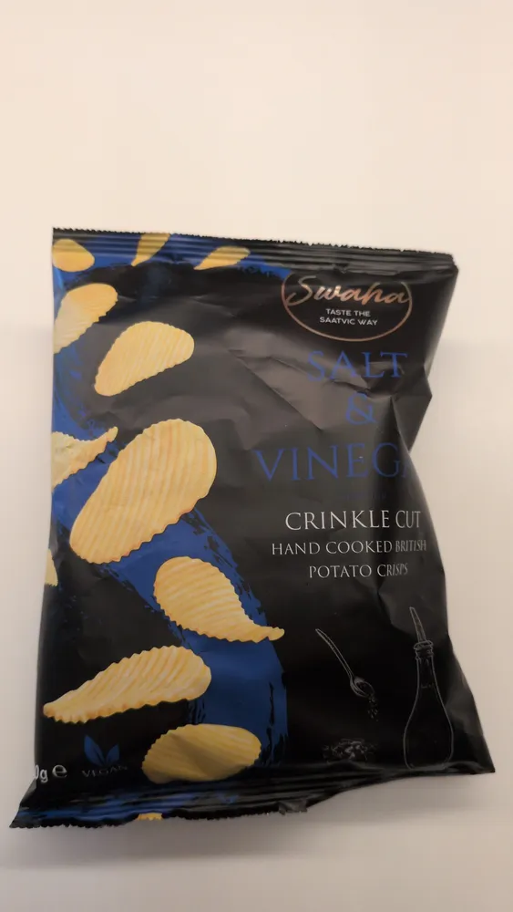 Salt and vinegar crinkle cut potato crisps