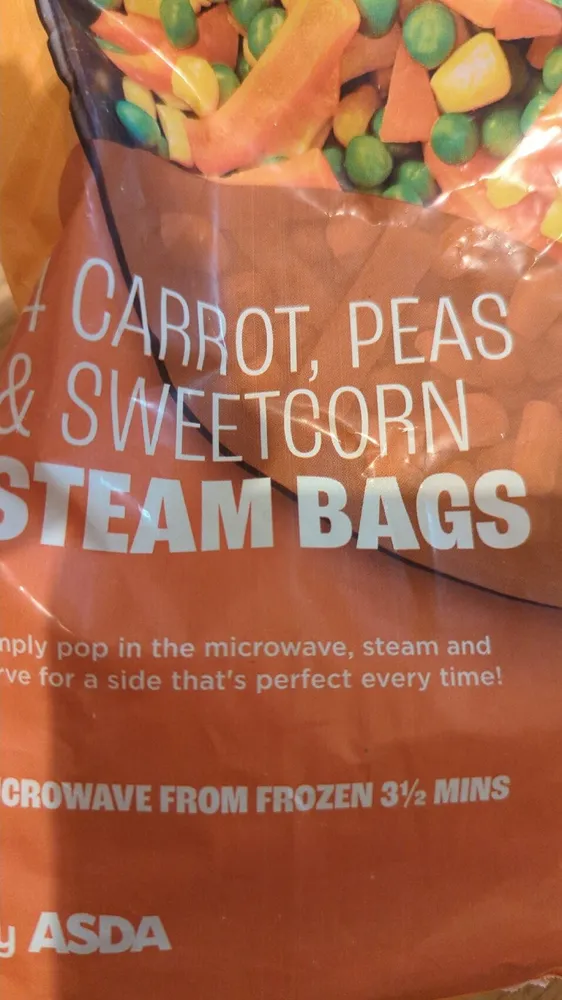 Carrot, Peas and Sweetcorn Steam Bags