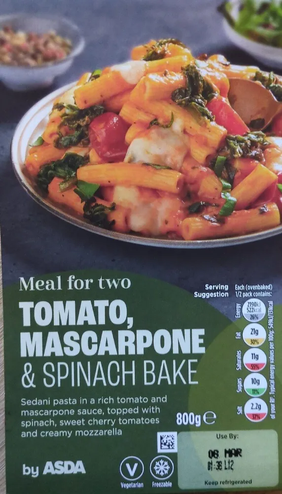 Tomato, Mascarpone & Spanich Bake