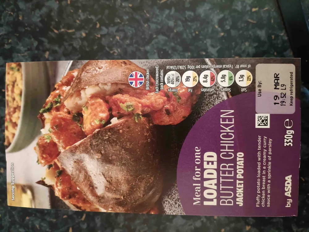 Loaded butter chicken jacket potato