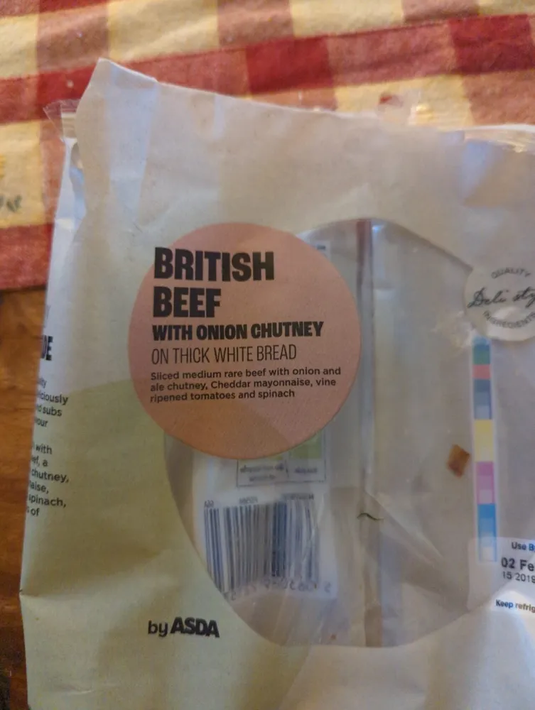 British Beef With Onion Chutney On Thick White Bread