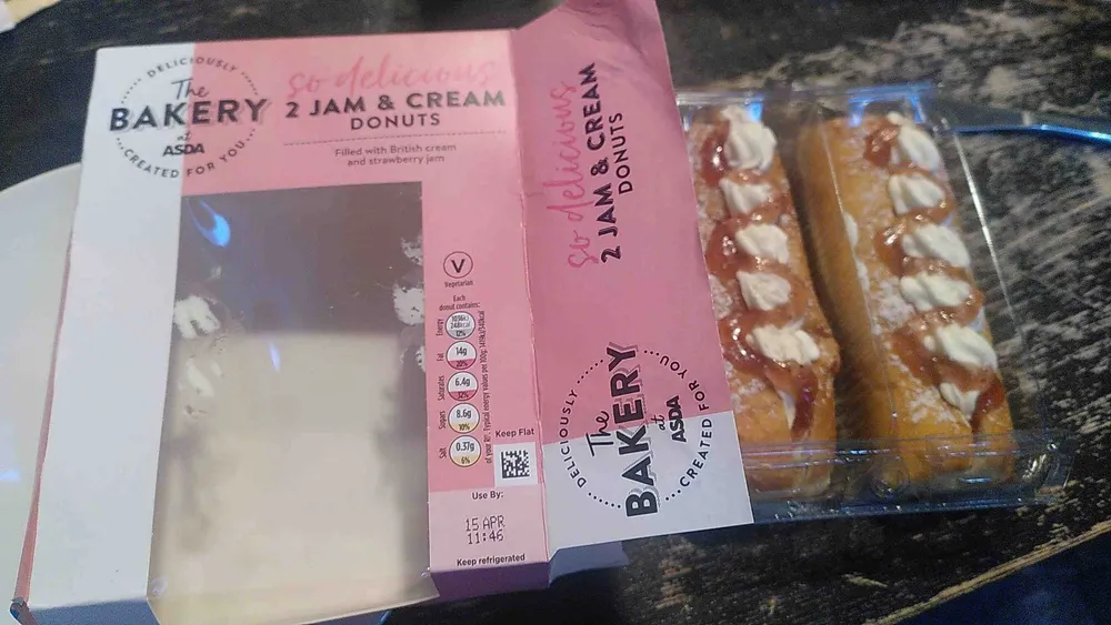 2 Jam and cream doughnuts