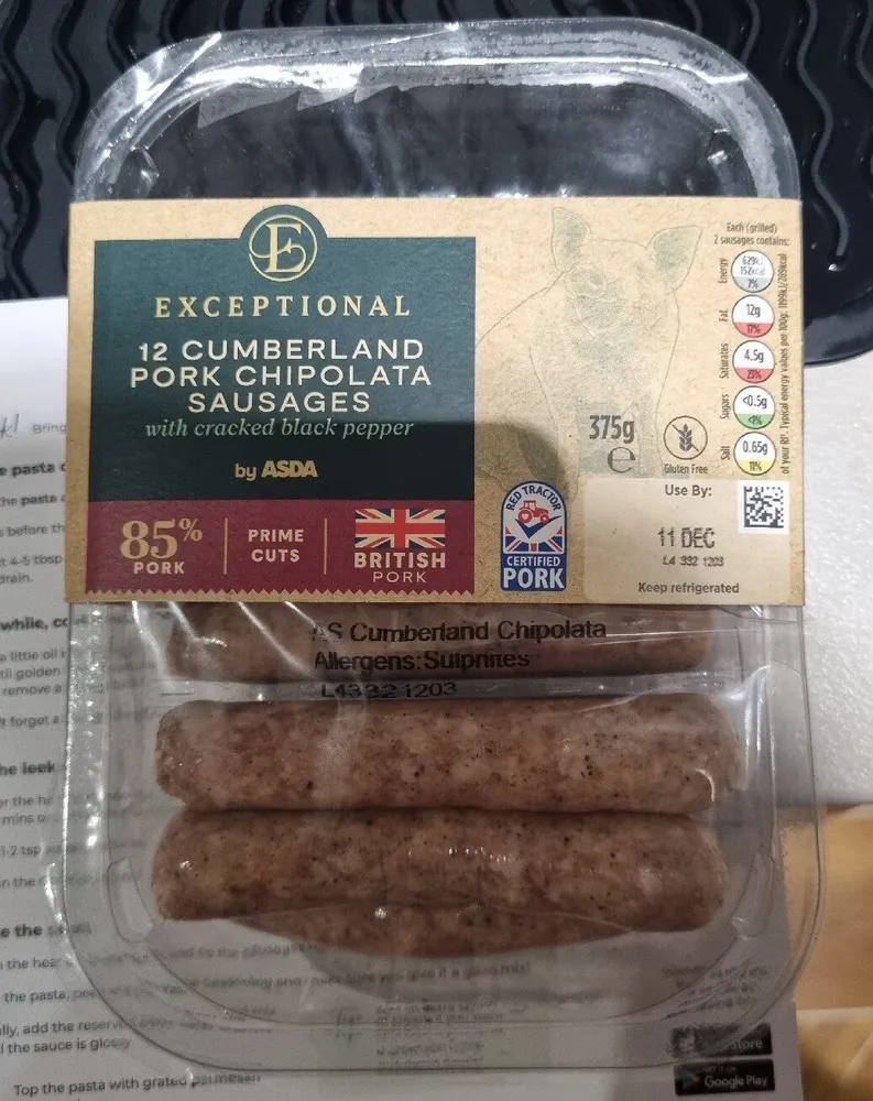 Cumberland Pork Chipolata Sausages