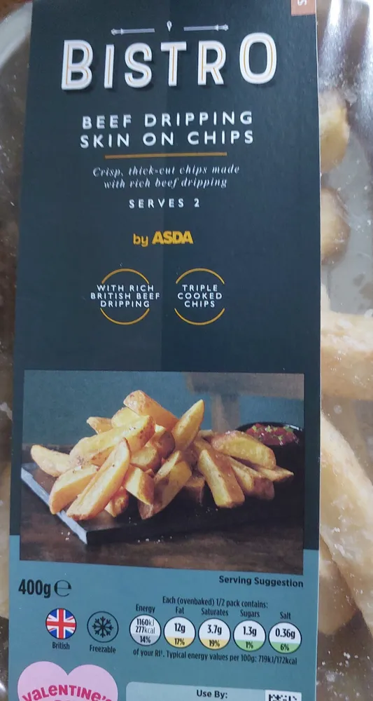 400ge BISTRO BEEF DRIPPING SKIN ON CHIPS Crisp, th