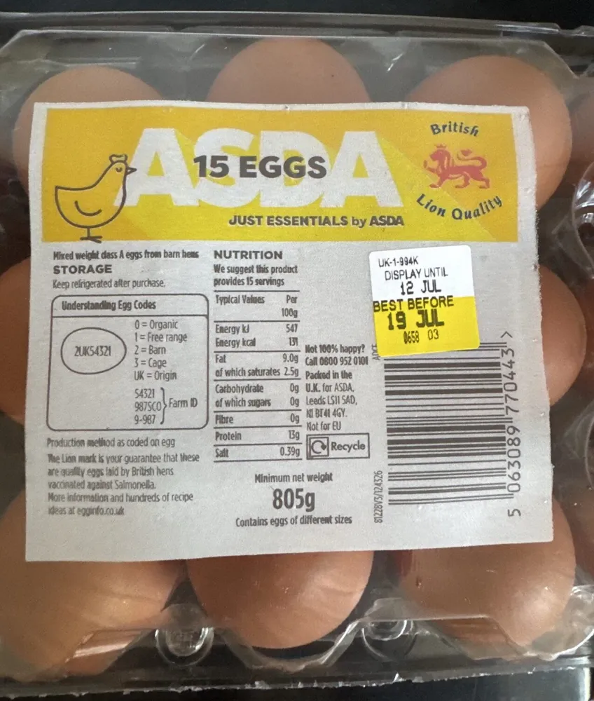 15 Eggs British Lion Quality
