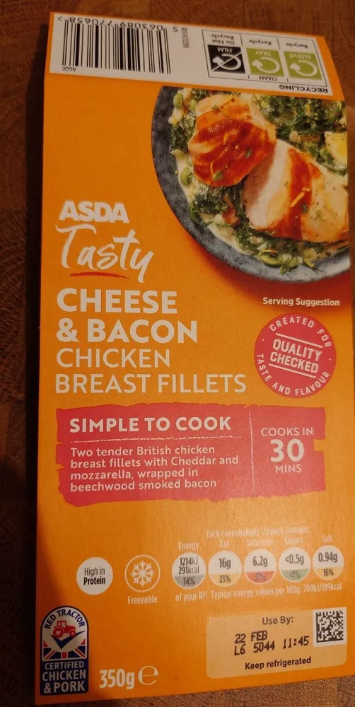 Cheese And Bacon Chicken Breast Fillets