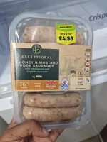 6 Honey & Mustard Pork Sausages with wholegrain and English mustards