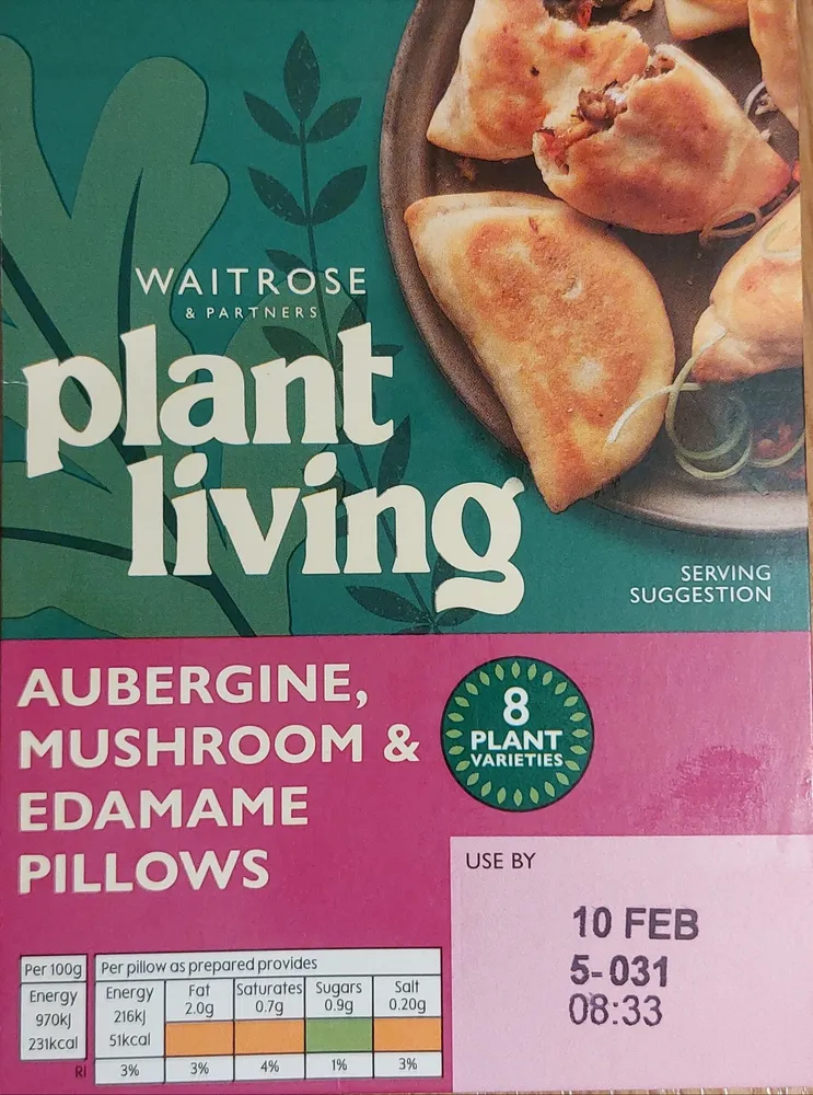 Aubergine, Mushroom, Edamame Pillows