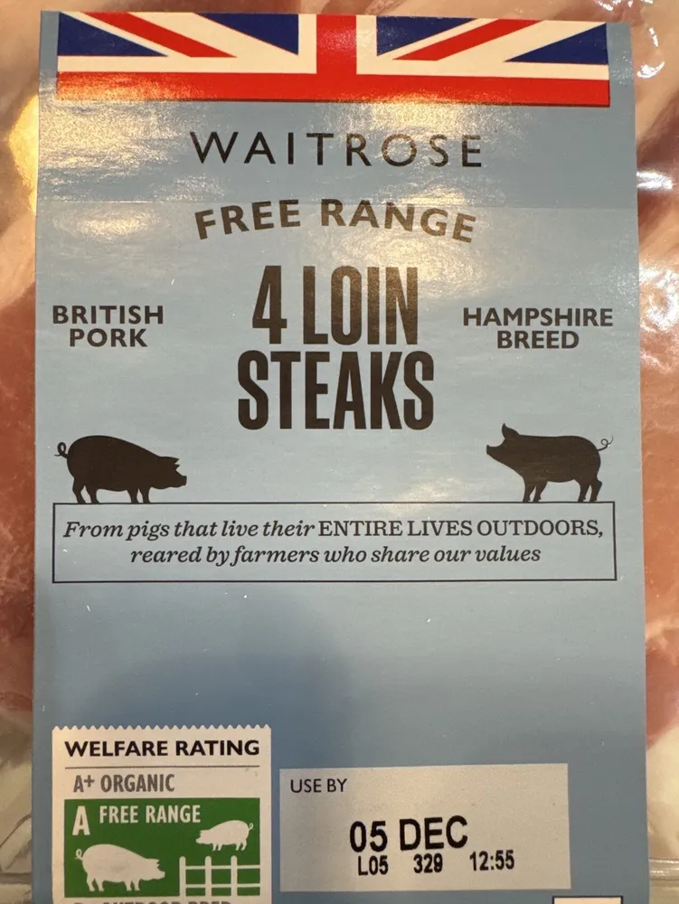 British free range pork loin steaks