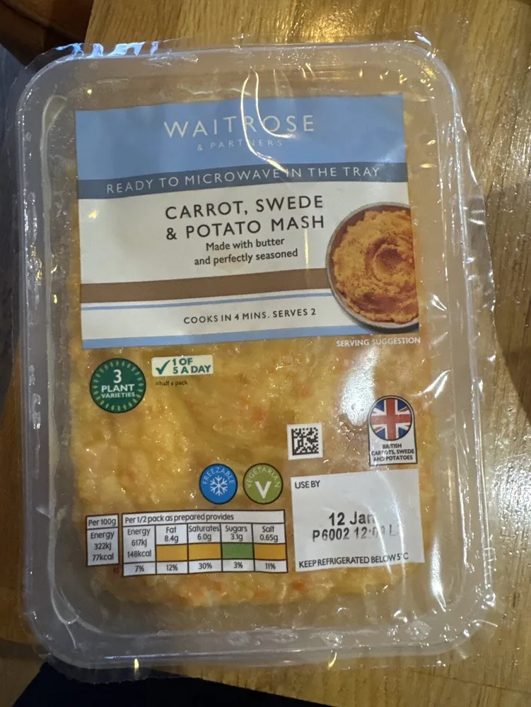 Carrot, swede and Potato mash