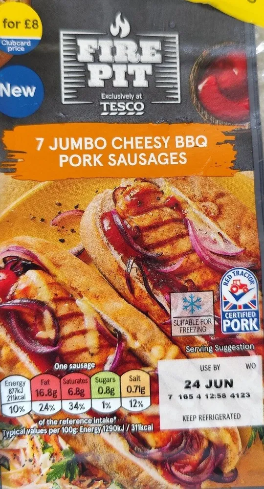 Jumbo Cheesy BBQ Pork Sausages