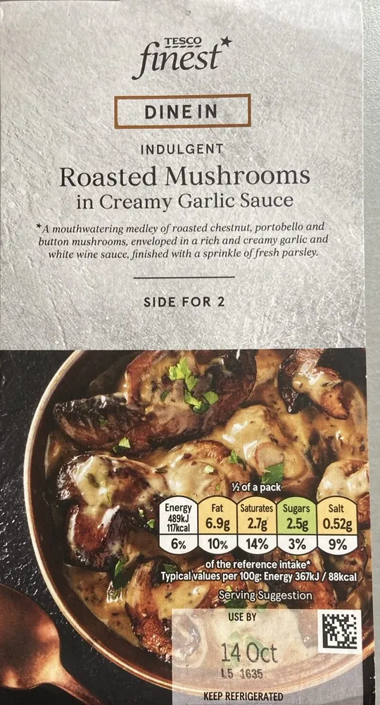 Roasted Mushrooms In Creamy Garlic Sauce