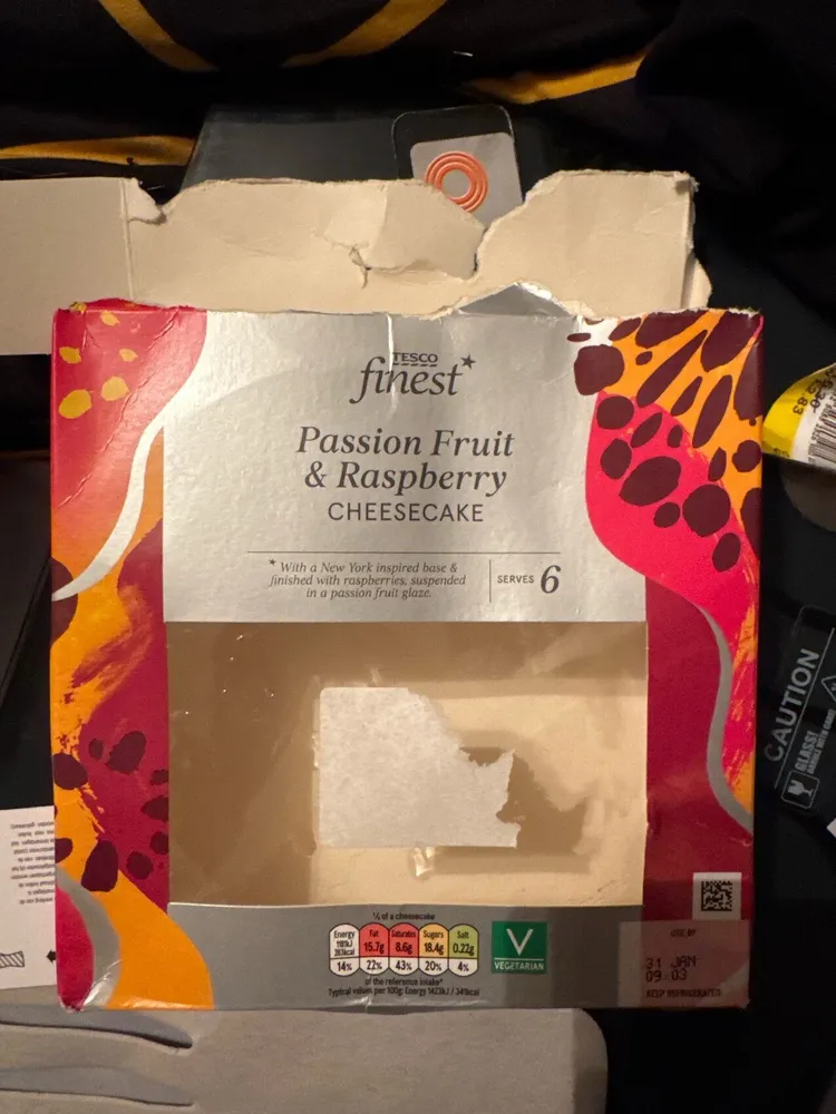 Tesco Finest Passion Fruit & Raspberry Cheesecake