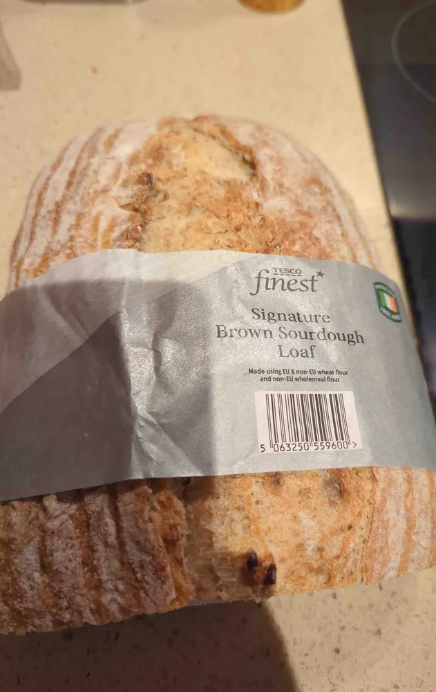 Sign brown sourdough loaf