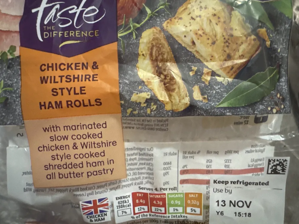 Chicken & Wiltshire style ham rolls