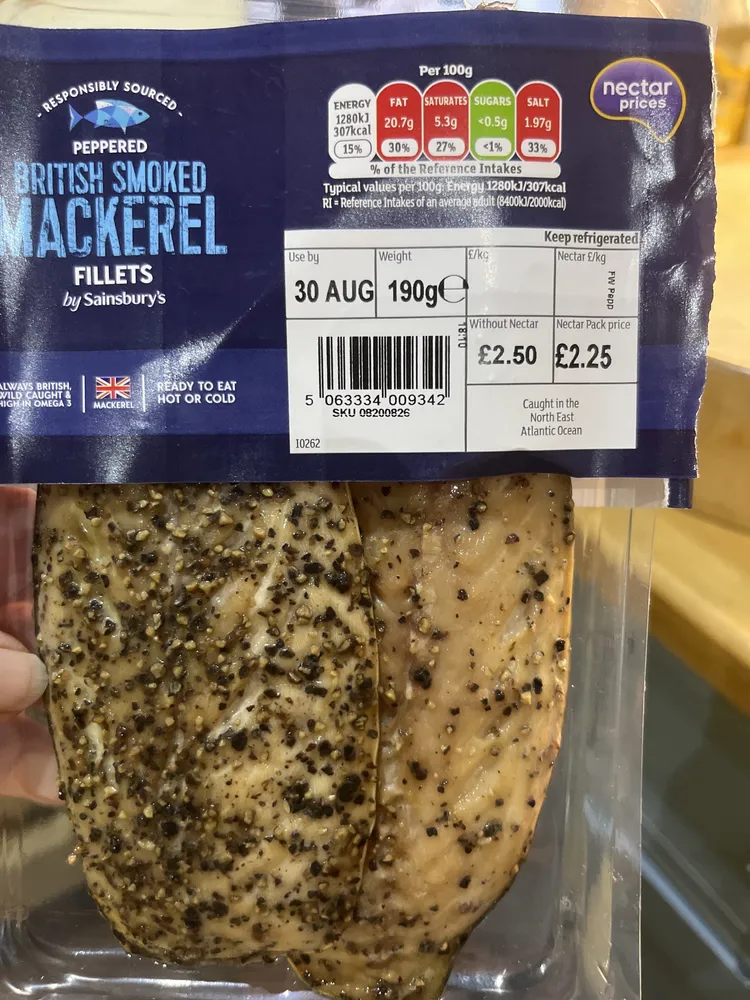 Ready to Eat Peppered Hot Smoked British Mackerel Fillets