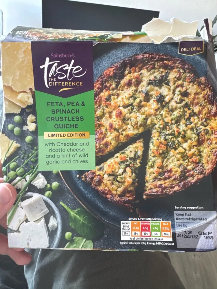 Feta Pea & Spinach Crustless Quiche