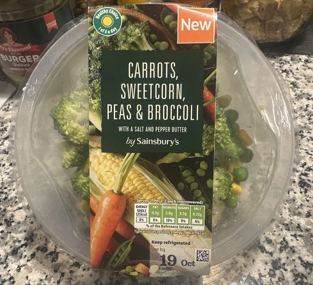 Carrots, Sweetcorn, Peas And Broccoli
