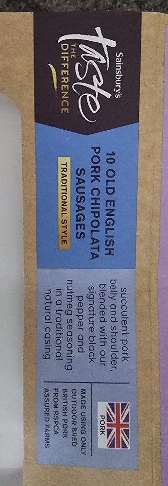 10 Pld English Pork Chipolata Sausages