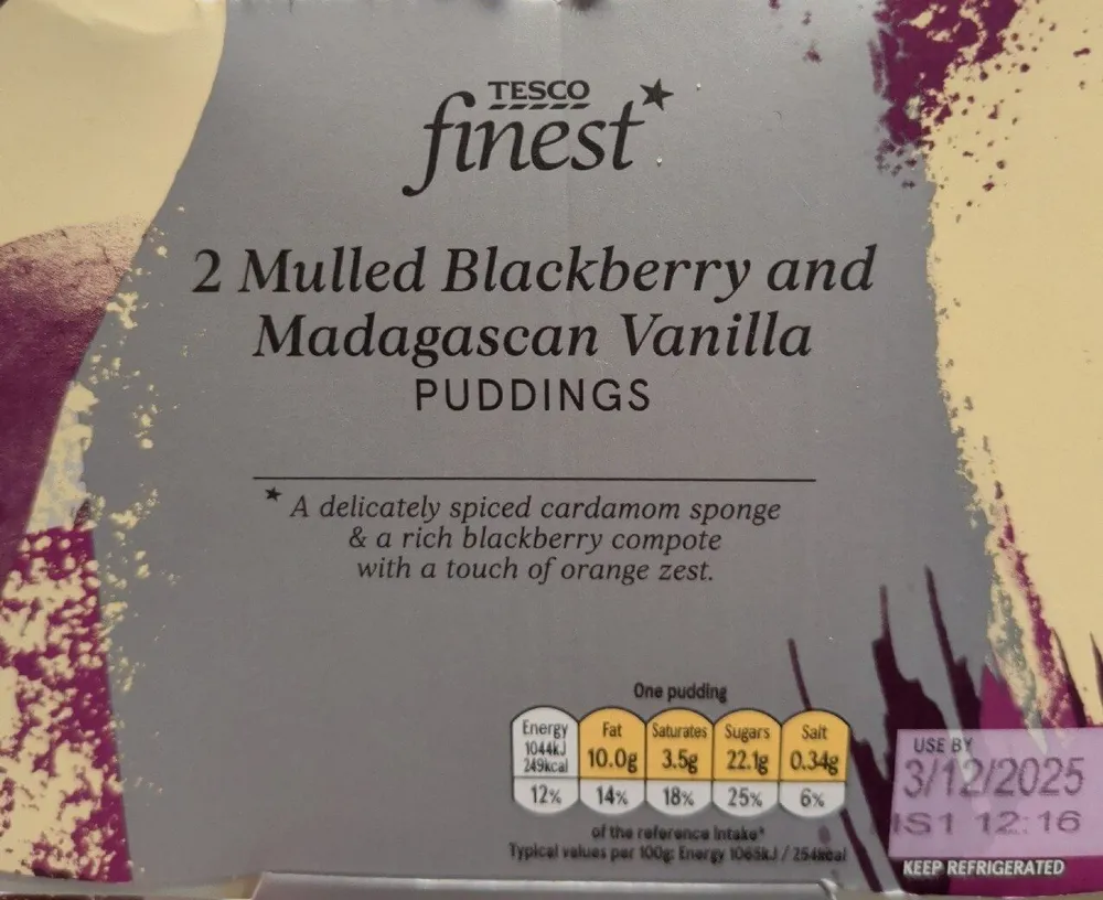 Mulled Blackberry and Madagascan Vanilla Pudding