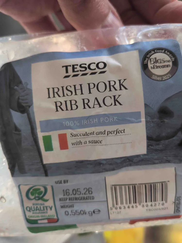 Irish pork rib rack