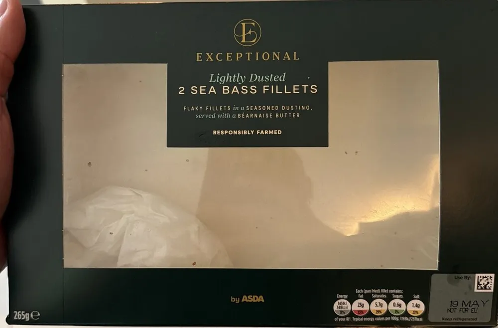 Lightly Dusted Two Seabass Fillets