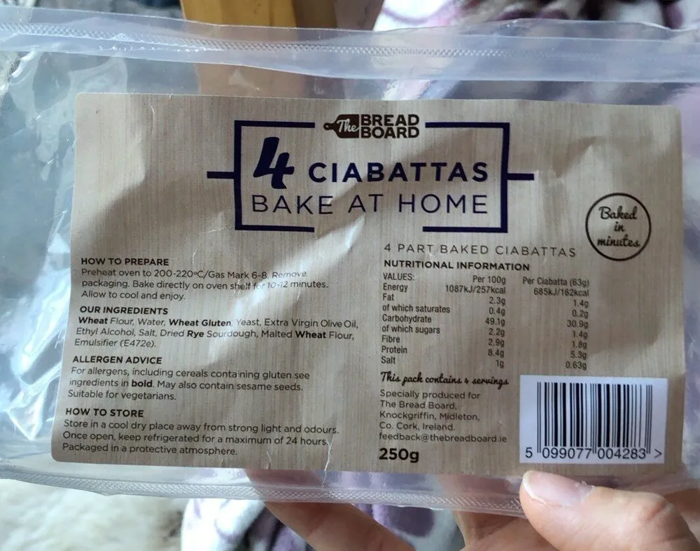 4 ciabattas bake at home