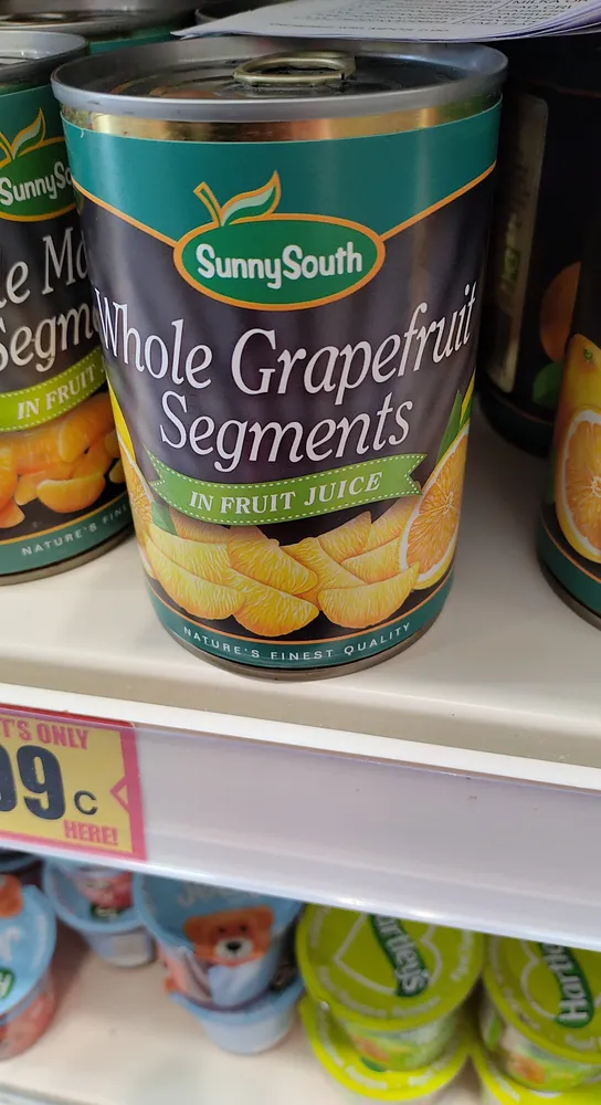 Whole grapefruit segments