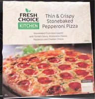 Thin and crispy stonebaked pepperoni pizza